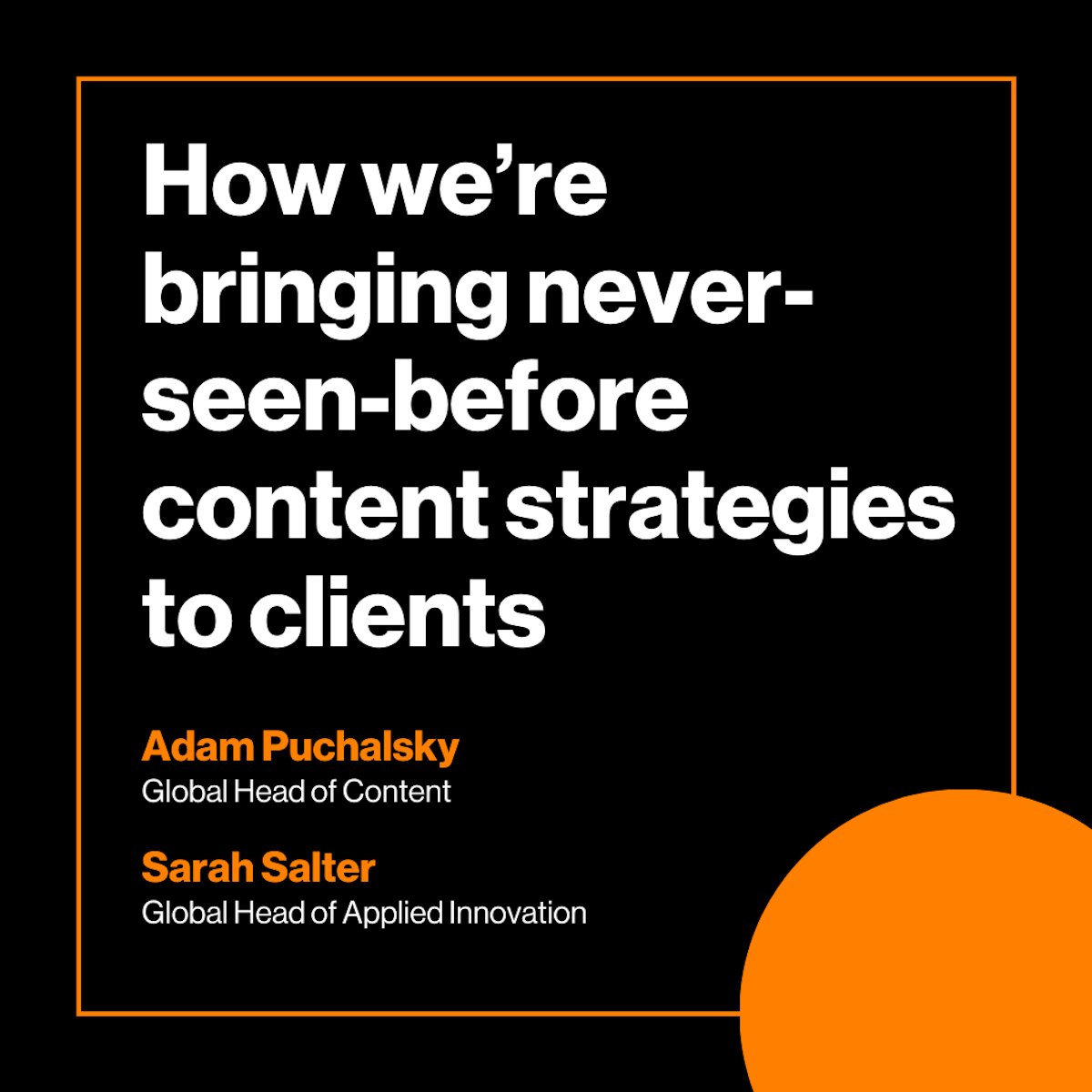 JAdamsCT's tweet card. Little Black Book, Sarah Salter, global head of applied innovation, and Adam Puchalsky, global head of content, speak to LBB’s Addison Capper about working together to bring forward thinking content...