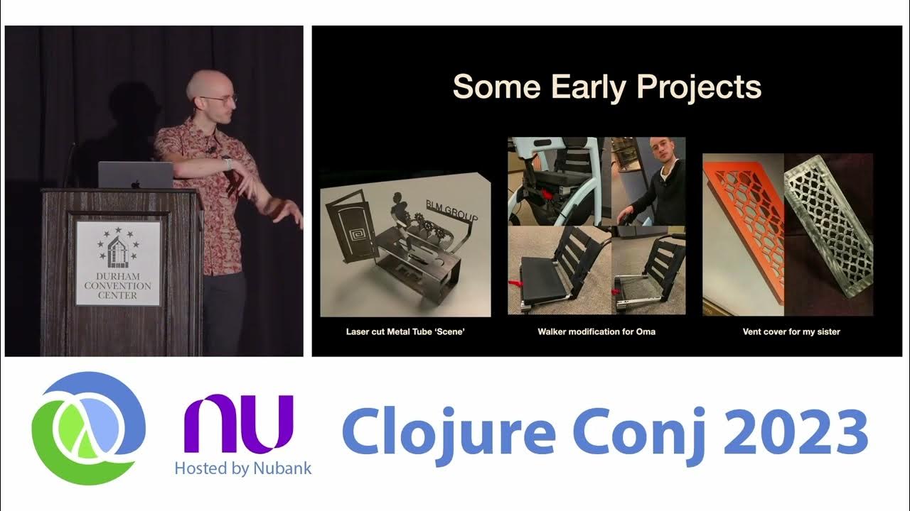 RustyVermeer's tweet card. "Working With the Machine – A Maker’s Journey into Clojure" by Adam...
