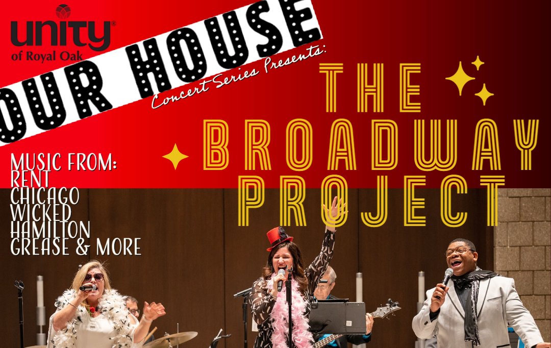 UnityRo's tweet card. Join us FRIDAY NIGHT, APR 14th for an evening concert - THE BROADWAY PROJECT. Come back for SUNDAY SERVICE at 10 AM. IN PERSON | FACEBOOK | YOUTUBE