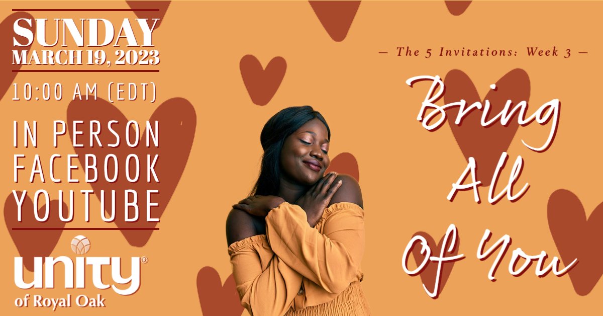 UnityRo's tweet card. This Sunday, March 19th, is Week 3 of our series based on The 5 Invitations. Philip Smith is our musical guest. In Person | Facebook | YouTube