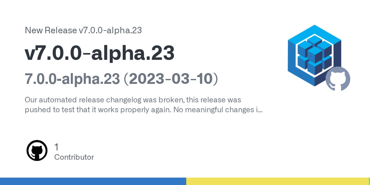 SequelizeJS's tweet card. 7.0.0-alpha.23 (2023-03-10) Our automated release changelog was broken, this release was pushed to test that it works properly again. No meaningful changes in this release. Features test change fo...
