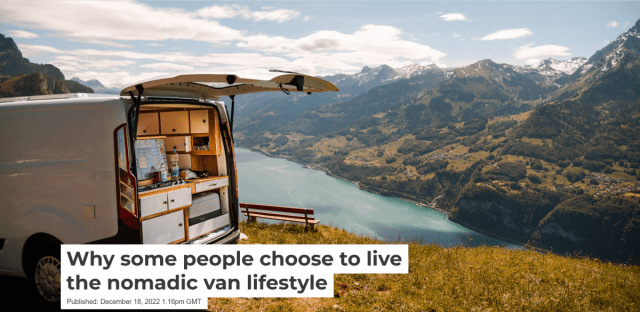 MakingHomeHome's tweet card. Why do people live in vans? “After asking respondents to rank the reasons why they chose to live in a vehicle, ranked from top to bottom are: 1) freedom, 2) low cost of living, 3) adventure, …