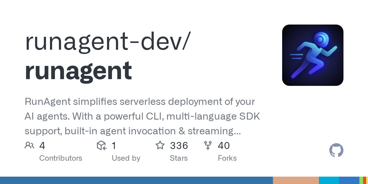sawradip's tweet card. RunAgent simplifies serverless deployment of your AI agents. With a powerful CLI, multi-language SDK support, built-in agent invocation & streaming suppprt. - runagent-dev/runagent