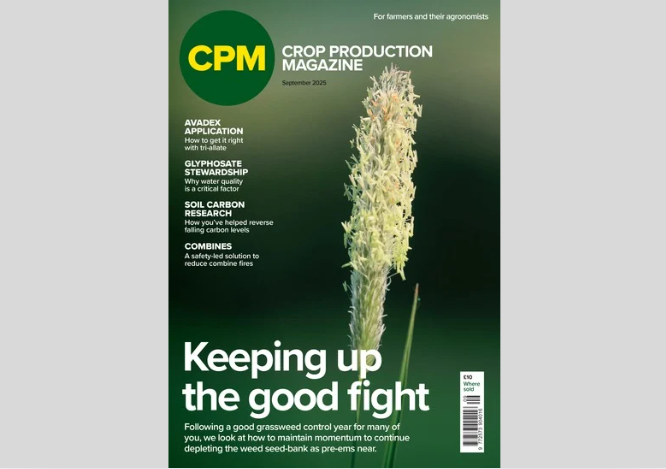 AgriSoundTech's tweet card. The September 2025 issue of Crop Production Magazine is a weed control special