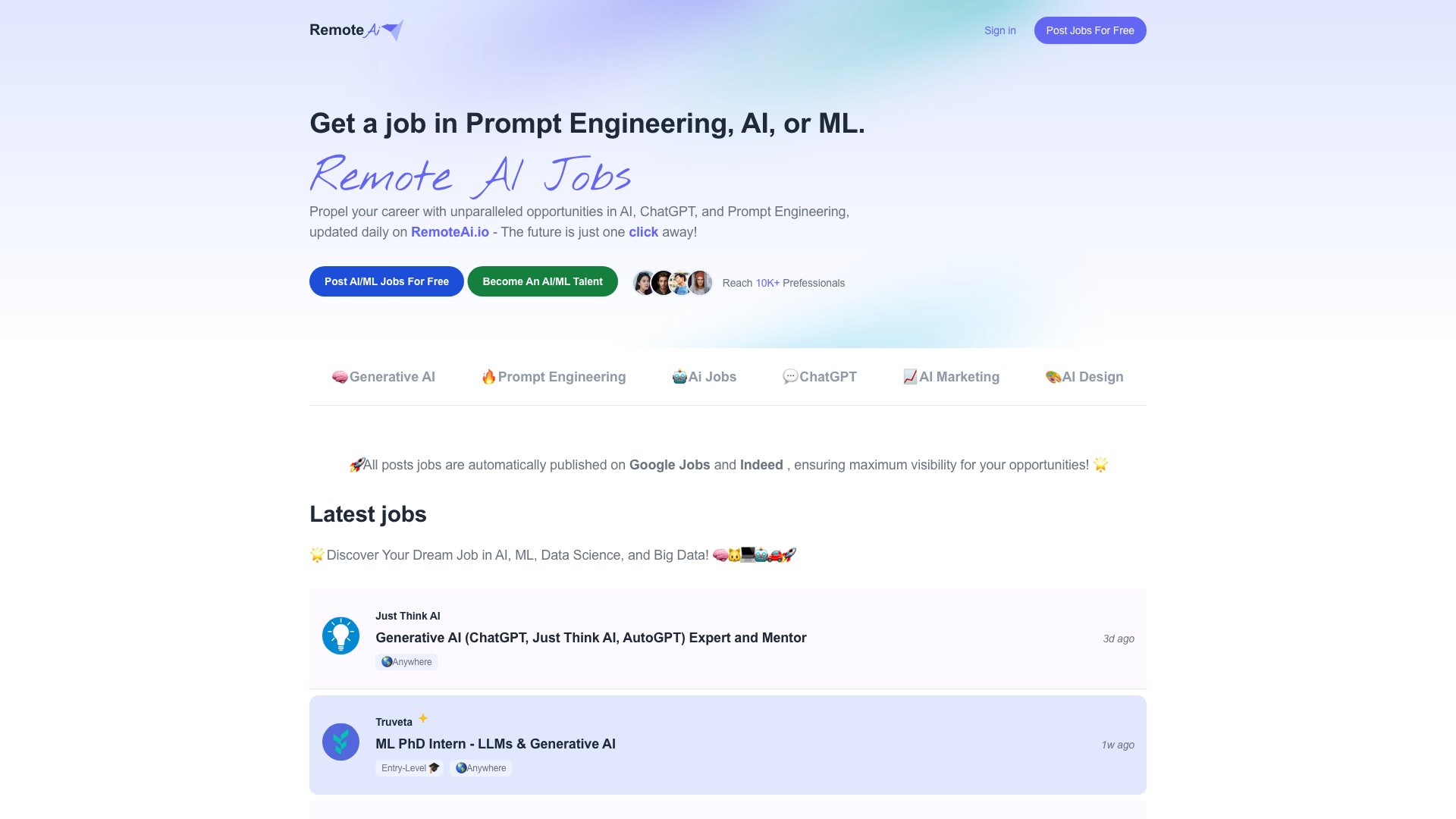 RemoteAI_'s tweet card. Dive into AI with RemoteAi. Daily opportunities in AI marketing, design, ChatGPT, and Prompt Engineering. Your tech future is just a click away!