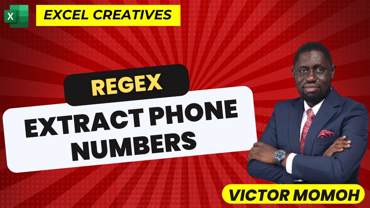 VicmoExcel's tweet card. Regex to extract phone number from string #Excel