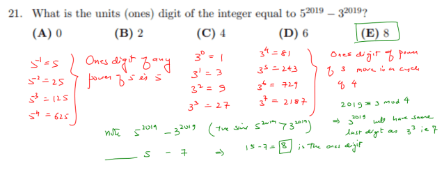 Sumant123456's tweet card. What is the units (ones) digits of the integer equal to $latex 5^{2019}-3^{2019}$? Remark: Note that now one can extend this problem and see that $latex 5^{2020}-3^{2020}=5-1=4, 5^{2021}-3^{2021}=5…