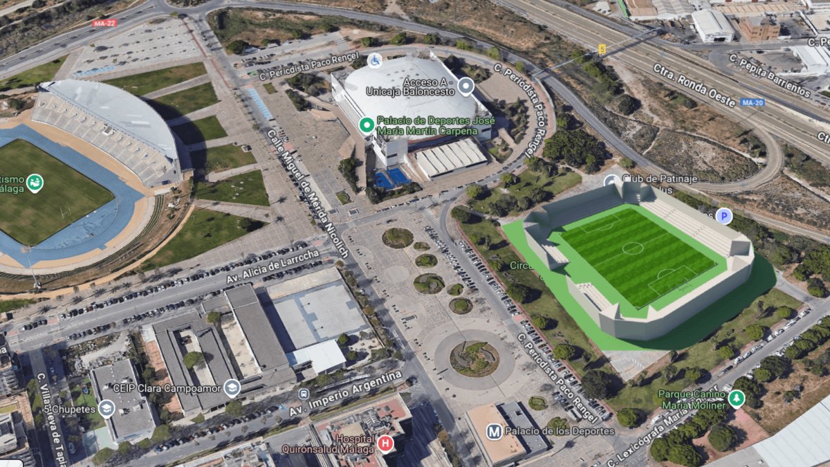 eldesmarque_mcf's tweet card. El CD Malacitano planea construir un estadio de 15.000 espectadores para ser el primer equipo de la ciudad de Málaga.