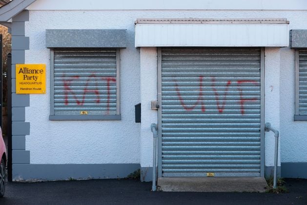 KevinPMeagher's tweet card. DUP leader Gavin Robinson has hit out at Alliance in a speech made hours after a “sinister attack” on the centre party’s headquarters.