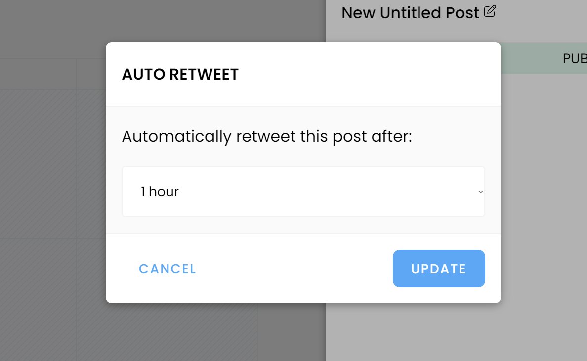 threadcreator's tweet card. Now you can automatically retweet your post after a certain time, to boost your engagement. Simply start creating a new post and then click the (...