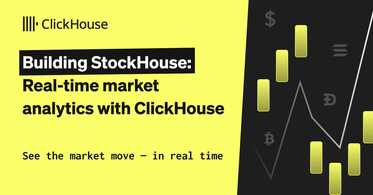 ClickHouseDB's tweet card. Learn more how we built StockHouse, a real-time financial analytics application with Massive, ClickHouse and Perspective that scales to thousands of events per second.