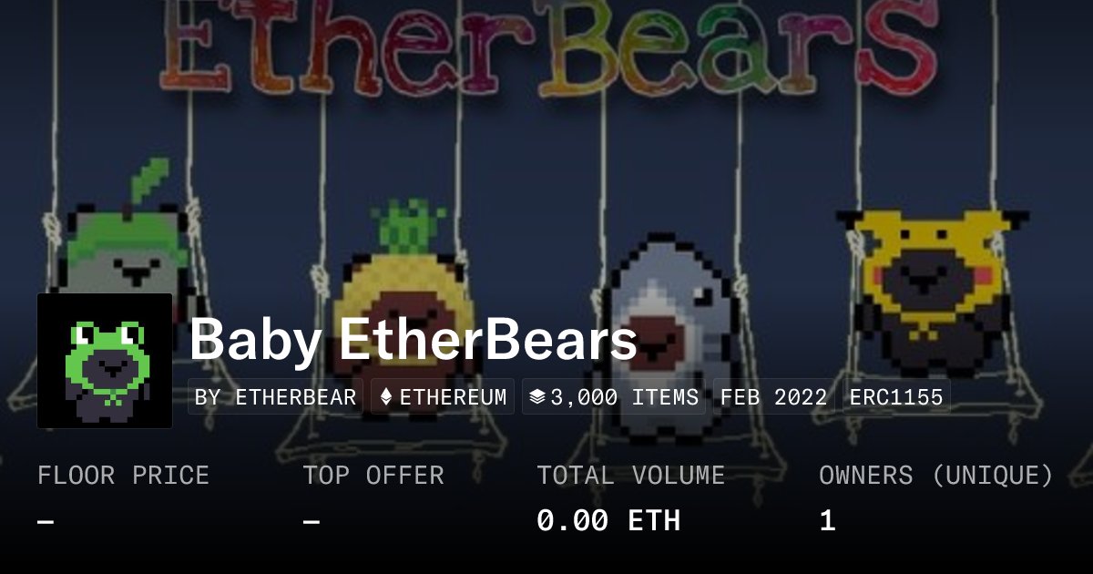 ether_bear's tweet card. Baby EtherBears - Collection | OpenSea