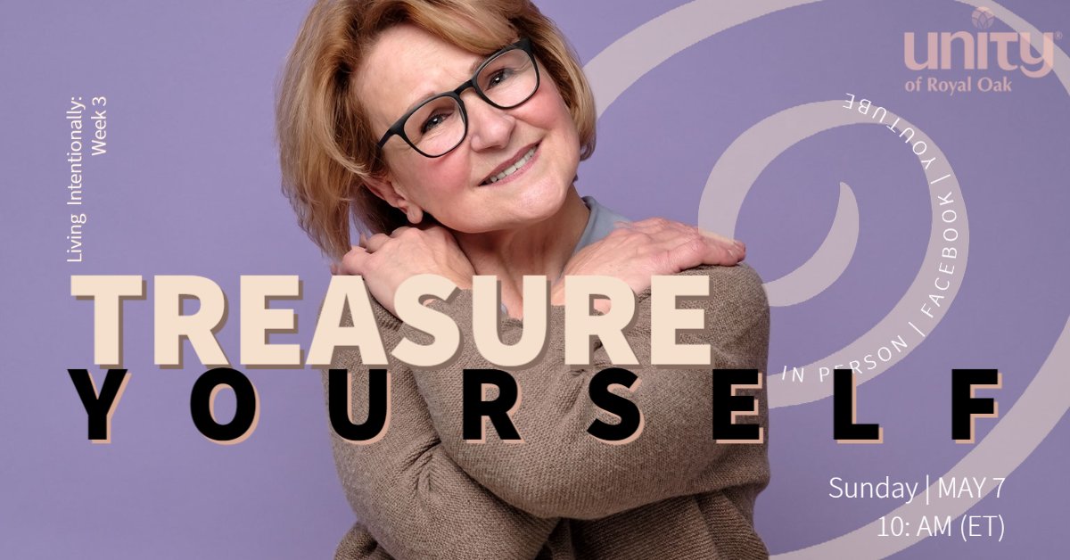 UnityRo's tweet card. Join us this Sunday @ 10 AM for the final week of our LIVING INTENTIONALLY series. Musical guest, Stacey Peckens. In Person | Facebook | YouTube