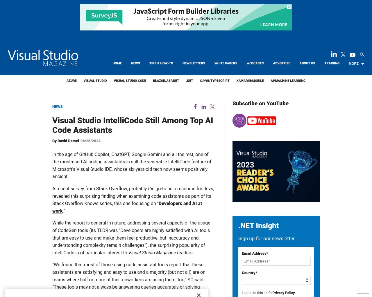 managetech_inc's tweet card. Stack Overflowの調査によると、開発者の大部分がAIコーディングアシスタントとしてChatGPTを