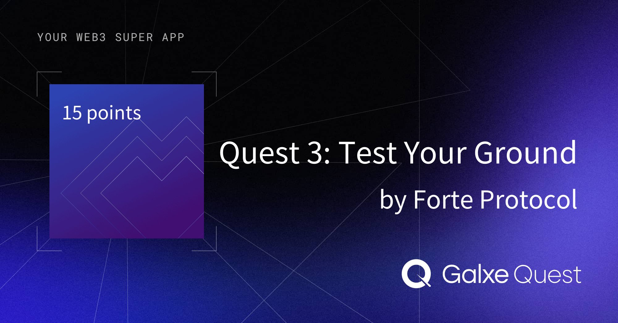 THECLASweb3's tweet card. Join Quest 3: Test Your Ground on Galxe. Earn loyalty points by contributing to Forte Protocol and enhance your web3 presence and reputation.
