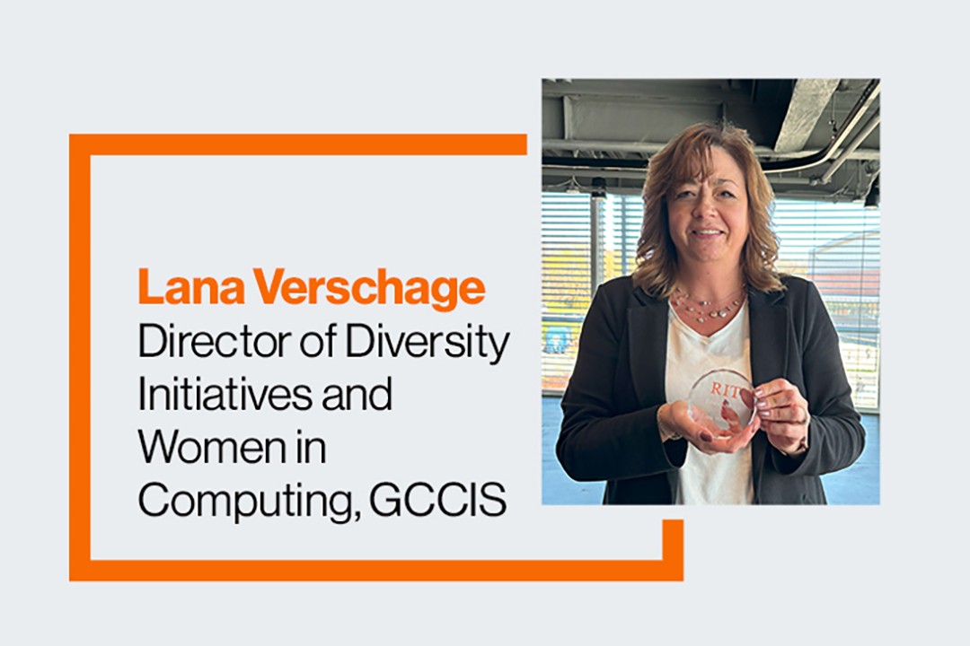 RITtigers's tweet card. Lana Verschage, director of Women in Computing in RIT’s Golisano College of Computing and Information Sciences is the 2025 recipient of the Edwina Award.