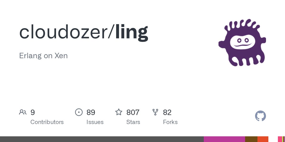 erlang_on_xen's tweet card. Erlang on Xen. Contribute to cloudozer/ling development by creating an account on GitHub.