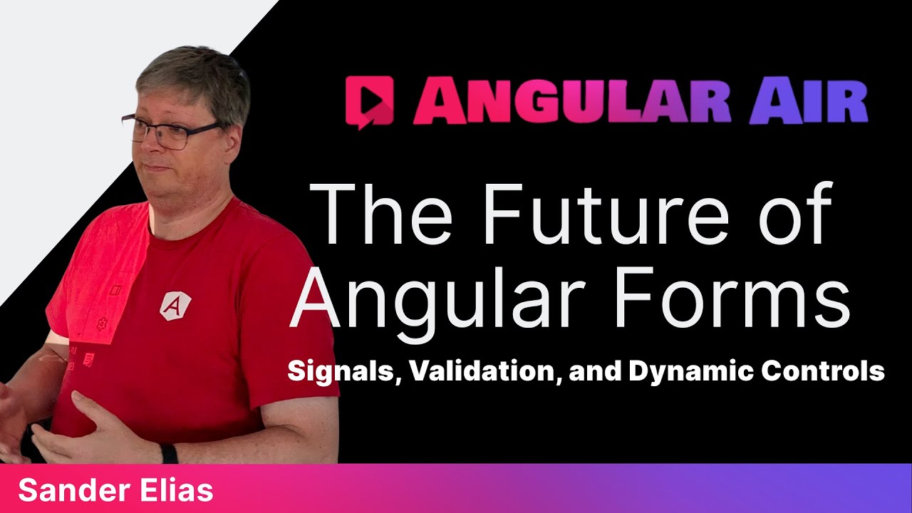 AlyssaNicoll's tweet card. The Future of Angular Forms with Sander Elias 📱