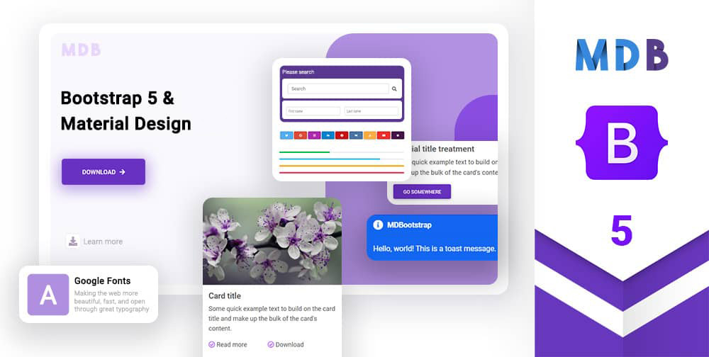 MDBootstrap's tweet card. This article will teach you how to enable Right-to-Left features in your project. You can start using directional classes with the latest Bootstrap 5.