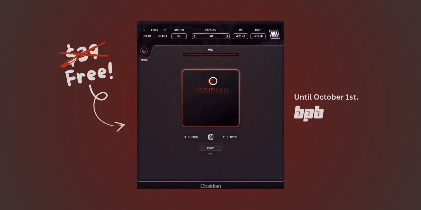 bpblog's tweet card. W.A. Production offers Obsidian, a modulation-based multi-FX plugin, for free exclusively on Bedroom Producers Blog until October 1st. Please note that this is an exclusive, limited-time offer....