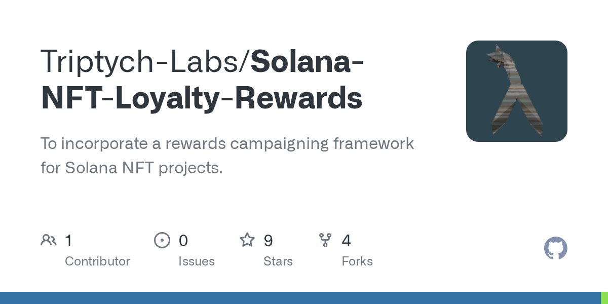 TriptychLabs_io's tweet card. To incorporate a rewards campaigning framework for Solana NFT projects. - Triptych-Labs/Solana-NFT-Loyalty-Rewards