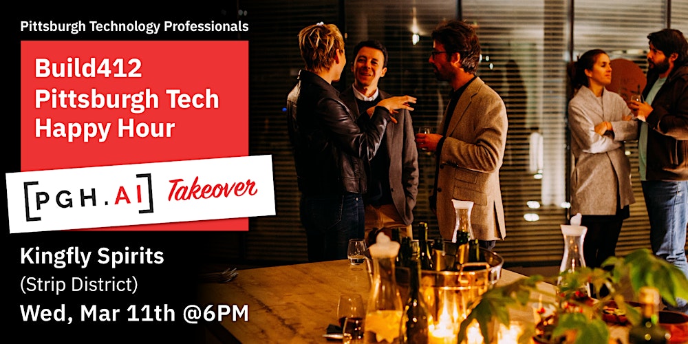 codeforpgh's tweet card. Please join us for Pittsburgh's Tech Happy Hour! This month, we're being 'taken over' by the PGH.AI community! In addition to all of the friendly and intelligent tech professionals and leaders in the...