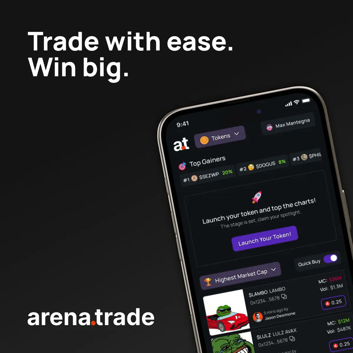 bullposted's tweet card. Next-gen trading terminal for all things Arena.