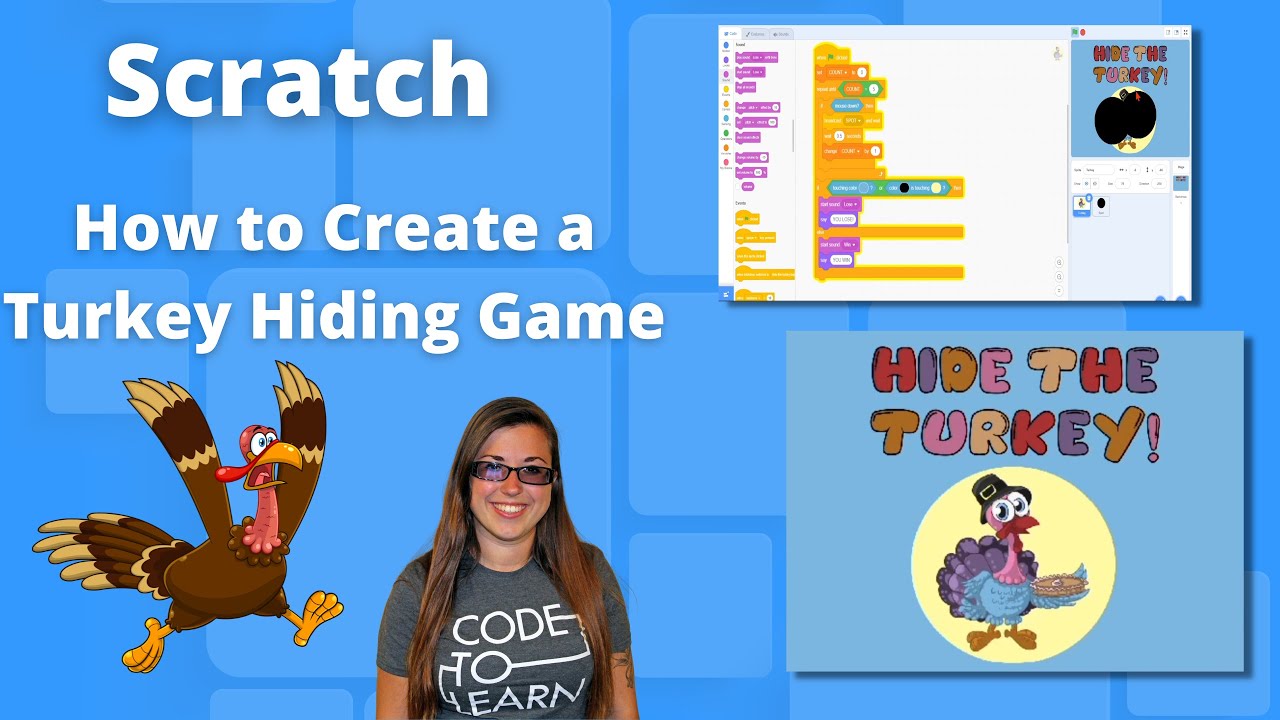 techwiseacademy's tweet card. Learn coding while you create a fun turkey hide game in Scratch. Follow along with Mikayla and make your own version!