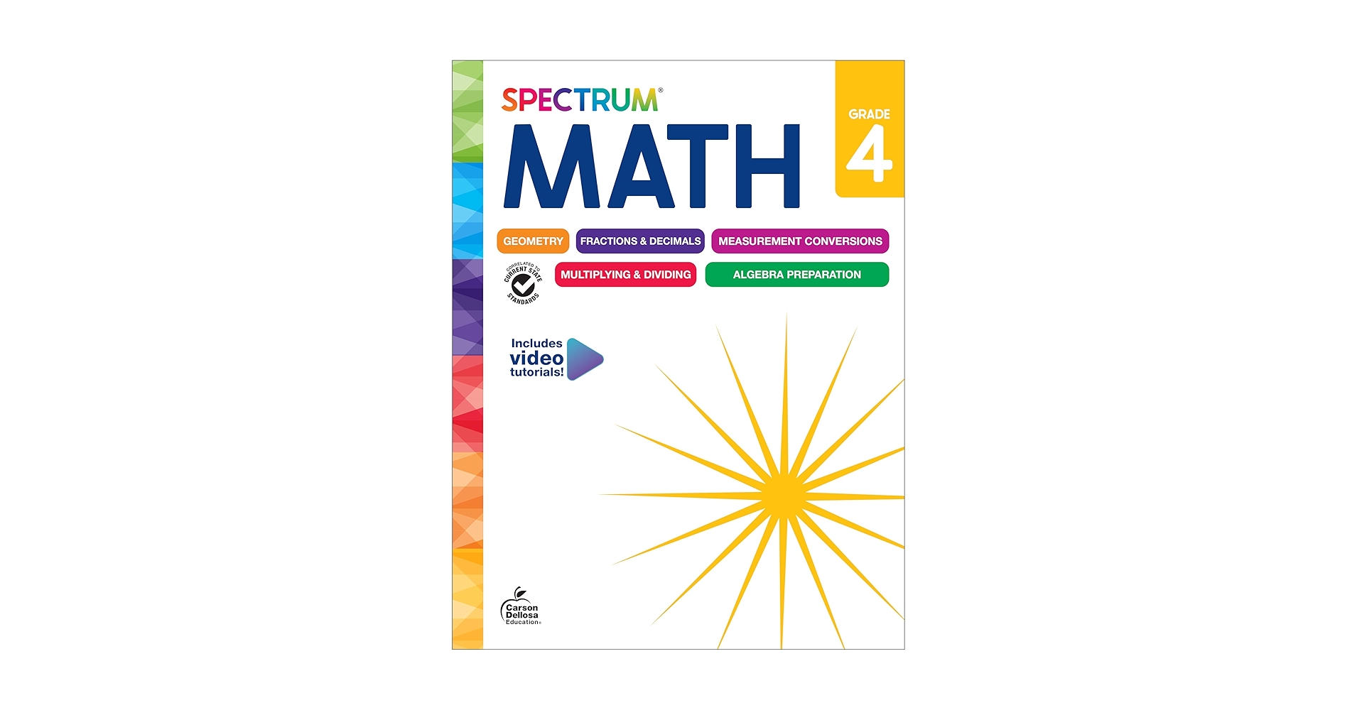 YourBookGuide's tweet card. Spectrum 4th Grade Math Workbooks, Mathematics Activity Book for Kids Ages 9-10, Geometry, Fracti...