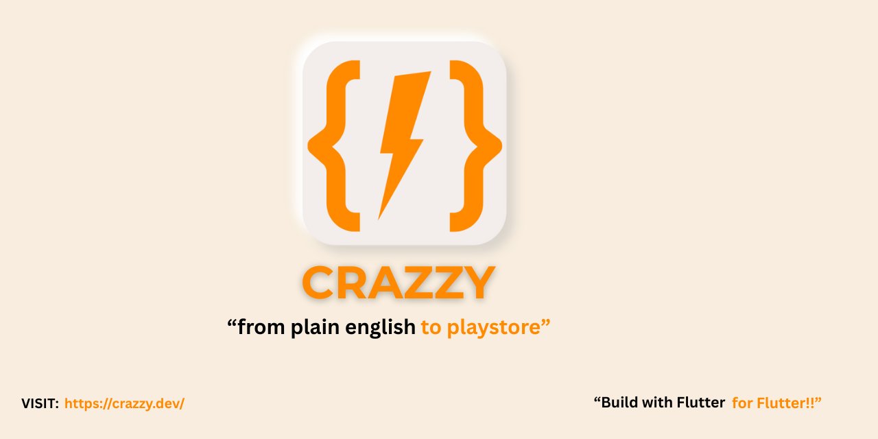 CrazzyAlim's tweet card. Crazzy is the AI-powered Flutter app generator that transforms plain English into production-ready apps. Open source Lovable alternative for Flutter developers