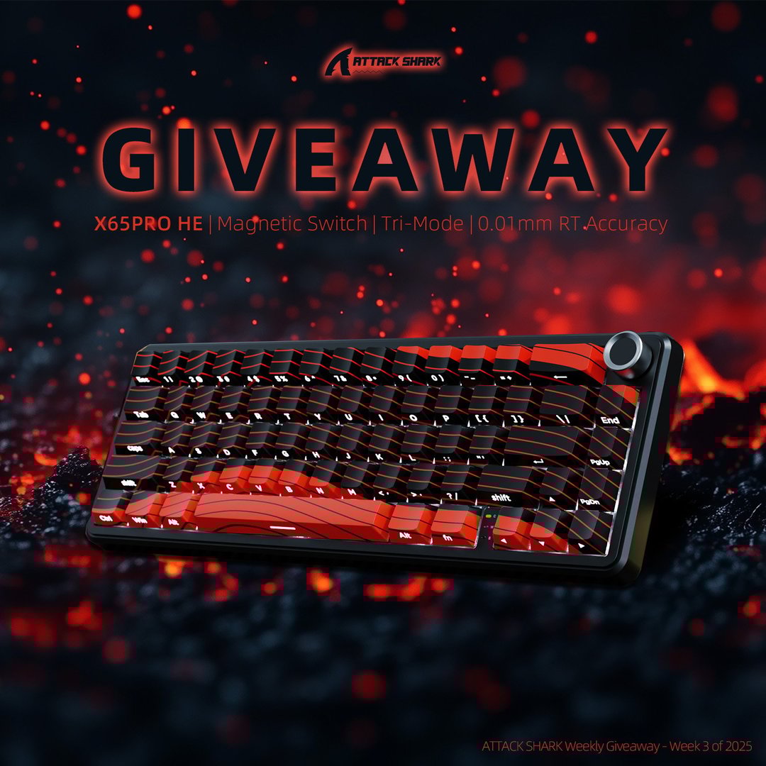 devopsamit4's tweet card. ATTACK SHARK Weekly Giveaway is here! We will draw 1 lucky winner to give away our ATTACK SHARK X65PRO HE KEYBOARD. Follow the steps below to enter, and the winner will be randomly selected on Jan....