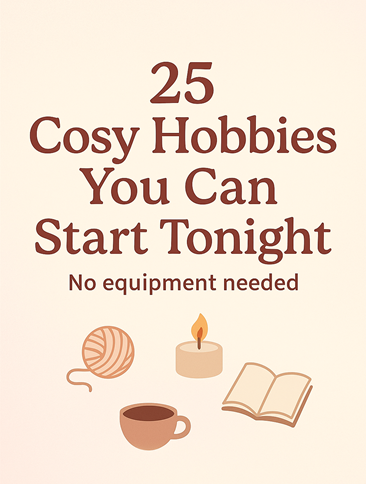 WordSoupBlog's tweet card. Discover 25 cosy hobbies you can start tonight with no equipment needed — simple, soothing, and budget-friendly ways to unwind at home.