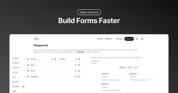 hgdevcd's tweet card. Shadcn Form Builder