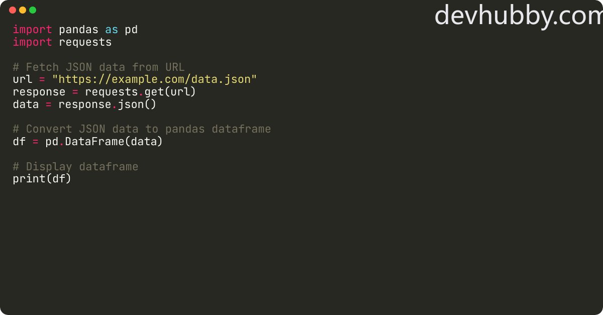devhubbycom's tweet card. How to convert json from url into pandas dataframe?