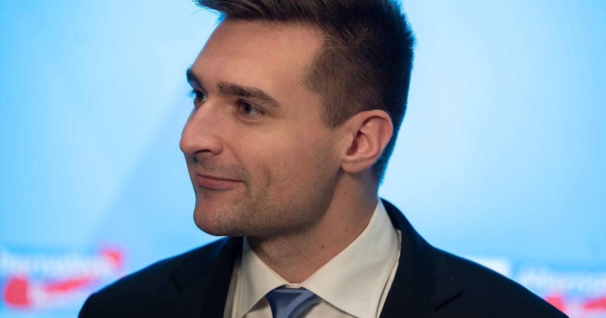 POLITICOEurope's tweet card. MAGA social media guru Alex Bruesewitz visited Berlin to make common cause with the far-right Alternative for Germany at a time when the party is seeking allies in the U.S.