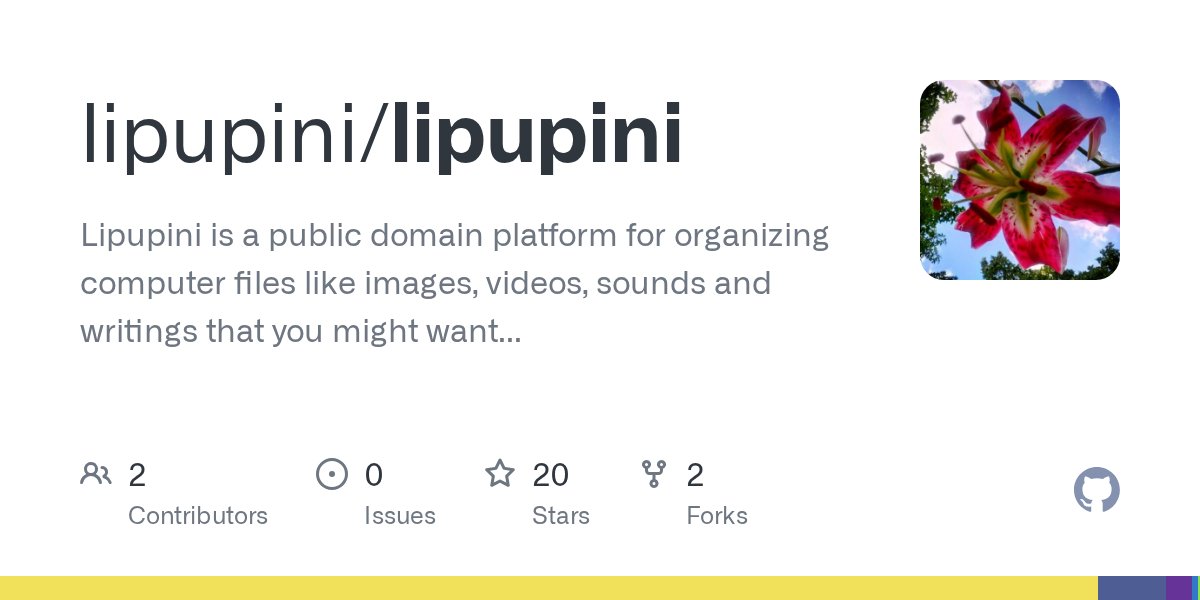 suckafoo2's tweet card. Lipupini is a public domain platform for organizing computer files like images, videos, sounds and writings that you might want to display under your domain on the Internet. Lipupini aims to suppor...