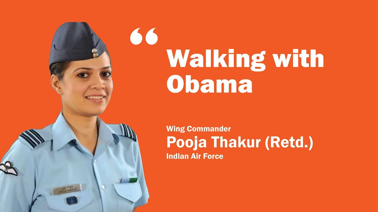RelianceGCS's tweet card. Walking with Obama | Wg Cdr. Pooja Thakur (Retd.) | Indian Air Force...