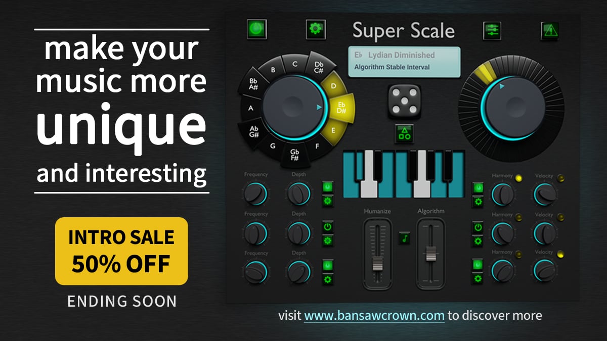 bpblog's tweet card. Bansaw Crown has released Super Scale, a MIDI scale and harmony processor plugin for macOS and Windows. It’s currently on sale for $19.99 (regular price $39.99). Super Scale is designed to make...