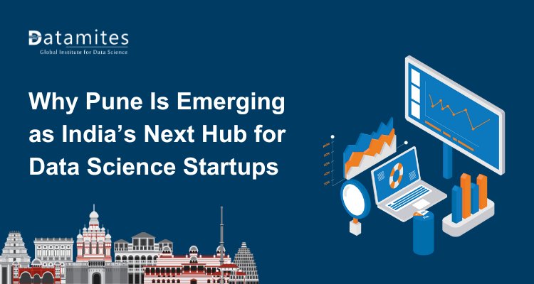 DataMites's tweet card. Pune is quickly becoming a hotspot for data science startups due to its strong talent pool, growing tech ecosystem, affordable infrastructure, and supportive local initiatives, attracting innovators...