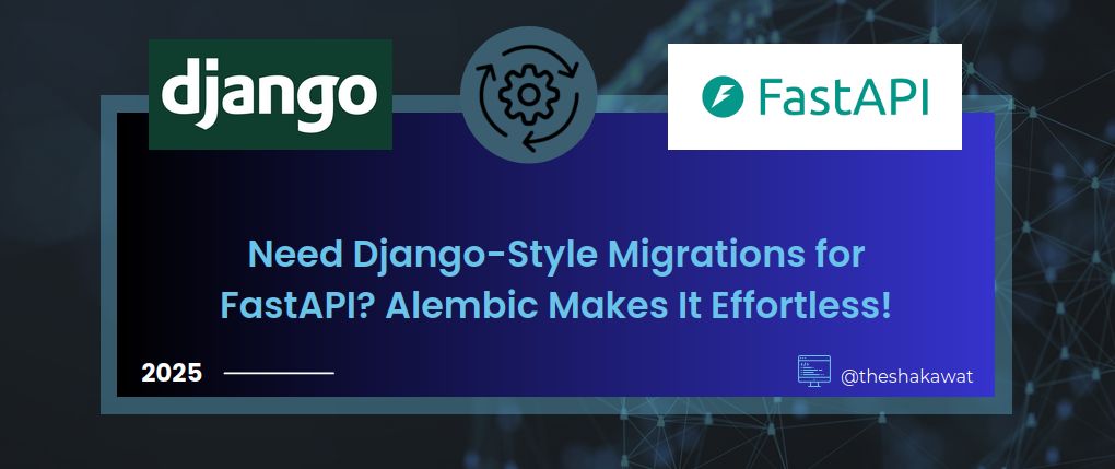 theshakawat's tweet card. Do You Need Django-Style Migrations for Your FastAPI Project? Meet Alembic! Managing database schema changes in Python can be tricky. If you’re used to Django migrations, Alembic brings the same...