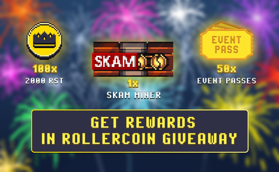 DesignerVisual's tweet card. 3,000,000 Rollers on RollerCoin! 🥳 To celebrate this magnificent milestone we are hosting the BIGEST giveaway ever! Complete simple steps and get a chance to win: 1x SKAM miner 5x RollerMillion...