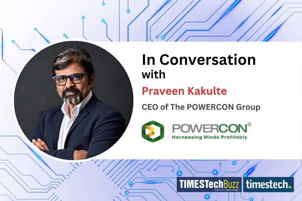 TimestechBuzz's tweet card. Praveen Kakulte, CEO of The POWERCON Group, speaks about how company is reshaping renewable energy through a unified 360-degree ecosystem.
