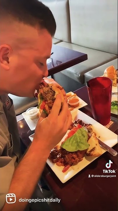 SlidersToGo's tweet card. Onion ring Sloppy Chili Cheese Bacon Dog Burger!!! Sliders Burger...