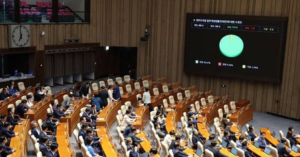 nadoinssa's tweet card. 사진 = 뉴시스   검찰청 폐지와 기획재정부 분리, 기후에너지환경부 신설 등을 골자로 하는 정부조직법 개정안이 26일 국회 본회의를 통과하면서 각 부처에서는 정부조직 개편