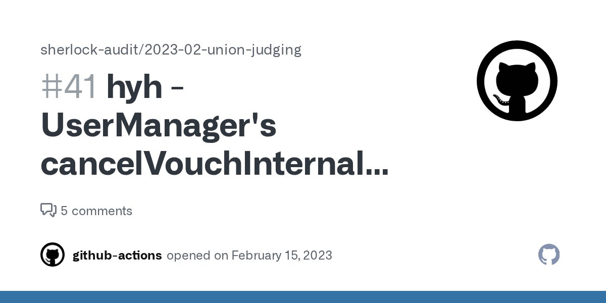 Audix_hq's tweet card. hyh high UserManager's cancelVouchInternal breaks up voucher accounting on voucher removal Summary _cancelVouchInternal() doesn't update voucherIndices array and incorrectly updates vouchee...