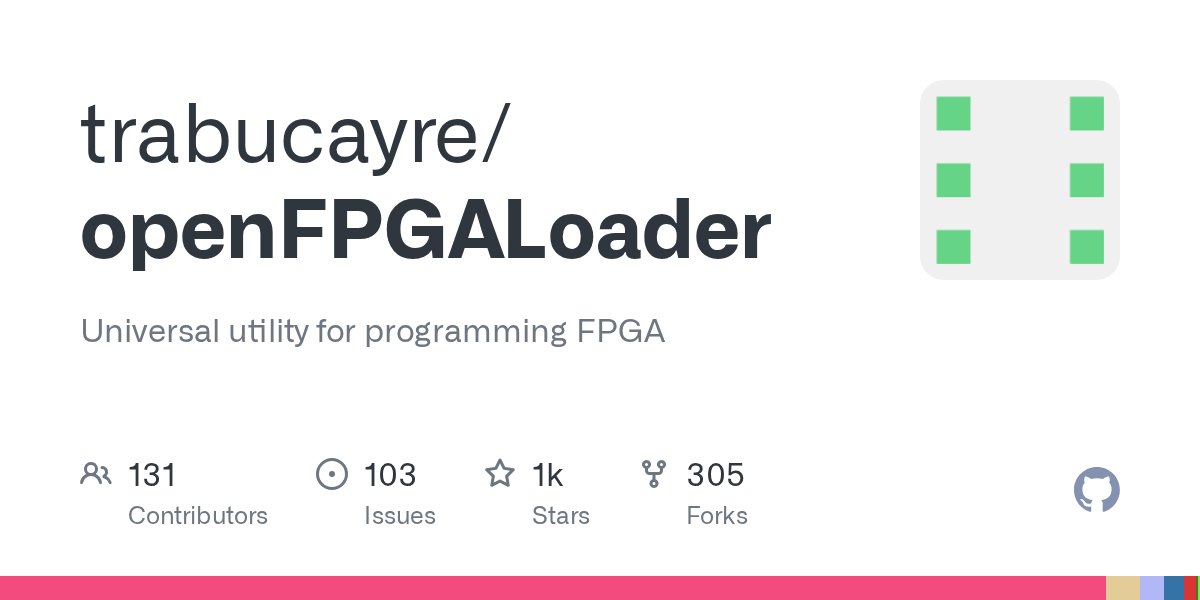 splinedrive's tweet card. Universal utility for programming FPGA. Contribute to trabucayre/openFPGALoader development by creating an account on GitHub.