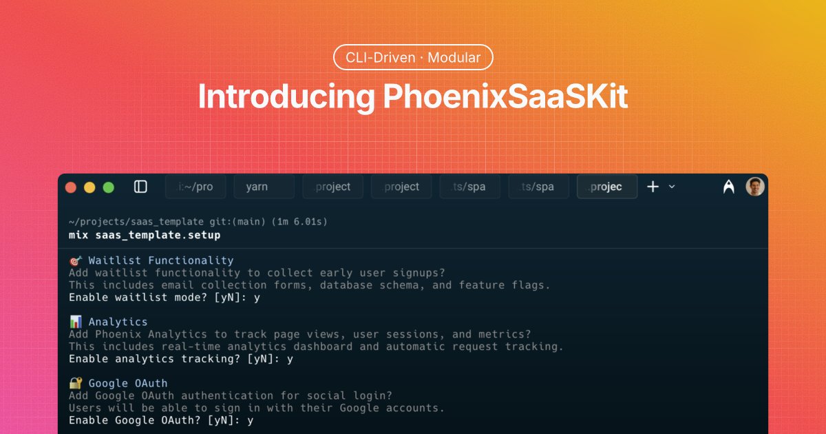 abkakhal's tweet card. Production-ready Elixir SaaS boilerplate with modular features, CLI setup, and built-in OAuth, payments, AI, and more. Build fast, scale clean.