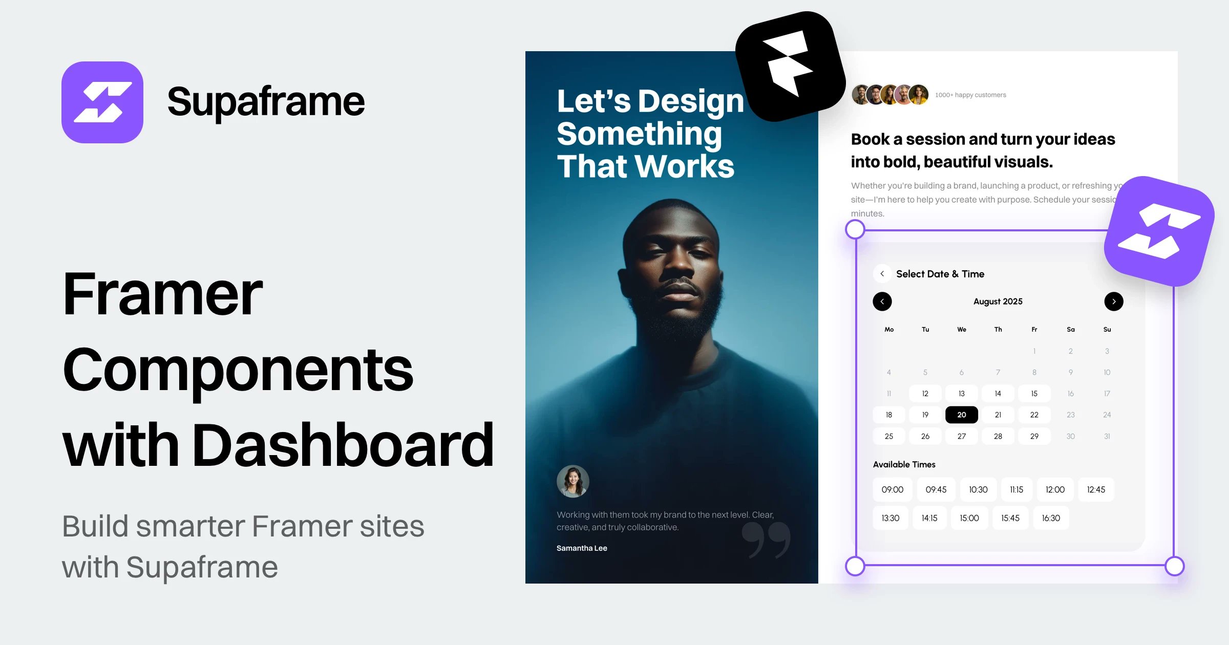 frameblox's tweet card. Framer components with dashboard—appointment booking, waitlists, polls & forms. Fully customizable, managed in one clean admin system.