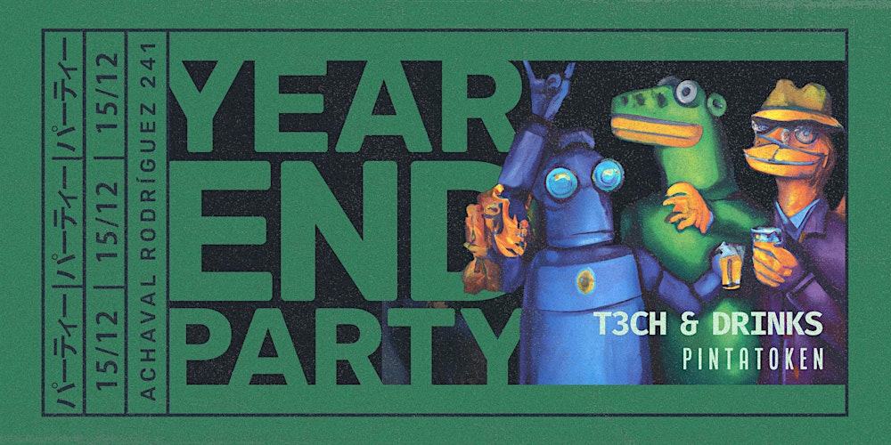 tech_drinks_cba's tweet card. Despidamos el 2023 con estilo tech y birra, como si fuese el último commit antes del release final.