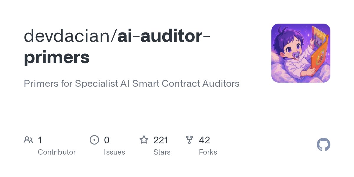 TheAIWorker's tweet card. Primers for Specialist AI Smart Contract Auditors. Contribute to devdacian/ai-auditor-primers development by creating an account on GitHub.